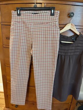 Versona Rust & Cream Plaid Cropped Stretch Pants